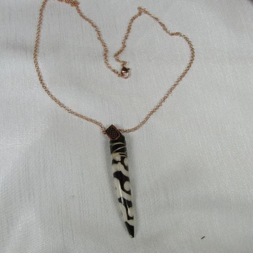 African Batik Bone Pendant Necklace - VP's Jewelry