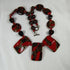 Fair Trade Kazuri Bead Necklace in Red, Brown & Black - VP's Jewelry