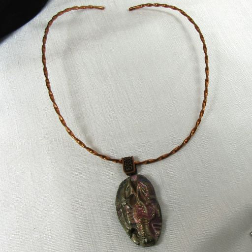 Choker with Pink Raku Handmade Pendant - VP's Jewelry