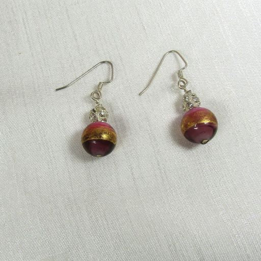 Rose, Gold & Amethyst Glass Bead Earrings - VP's Jewelry