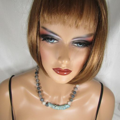 Alluring Black Drusy Agate Gemstone Beaded Necklace