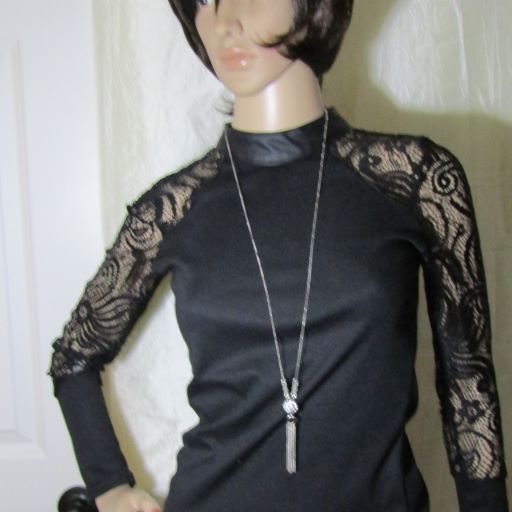 Extra Long rystal Rhinestone & Silver Pendant Necklace & Earrings - VP's Jewelry  