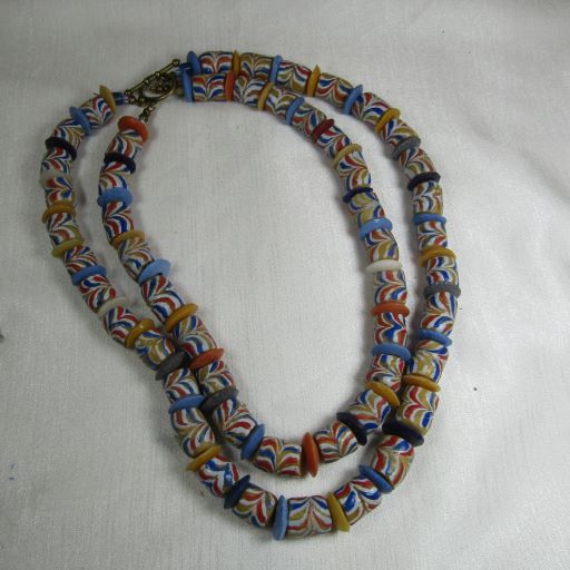 Double Strand African Trade Bead Statement Necklace
