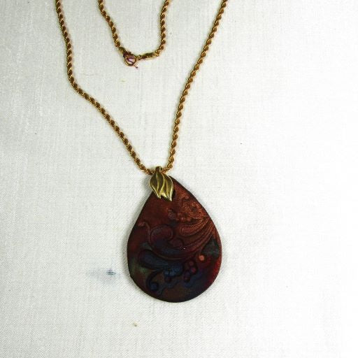 Handmade Artisan Pendant on Gold Snake Chain - VP's Jewelry 