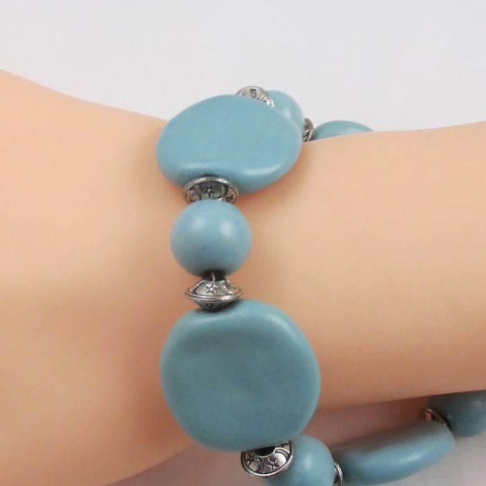 Aqua Fair Trade Kazuri Bracelet - VP's Jewelry  