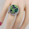 Green Multi Crystals & Rhinestone Fashion Adjustable Ring
