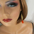 Orange Sea Glass & Gold  Mesh Drop Earrings
