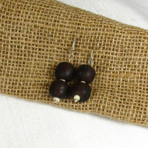 Brown Sea glass Drop Earrings
