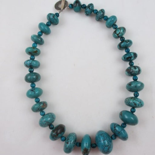 Big Bold Turquoise Necklace Round Graduated Bead Necklace - VP's Jewelry