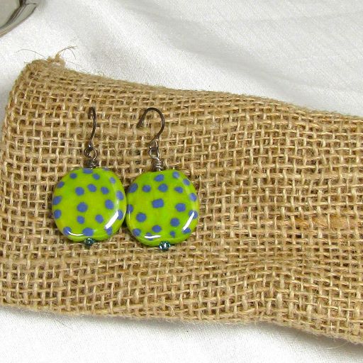 green fair trade bead rop earringd