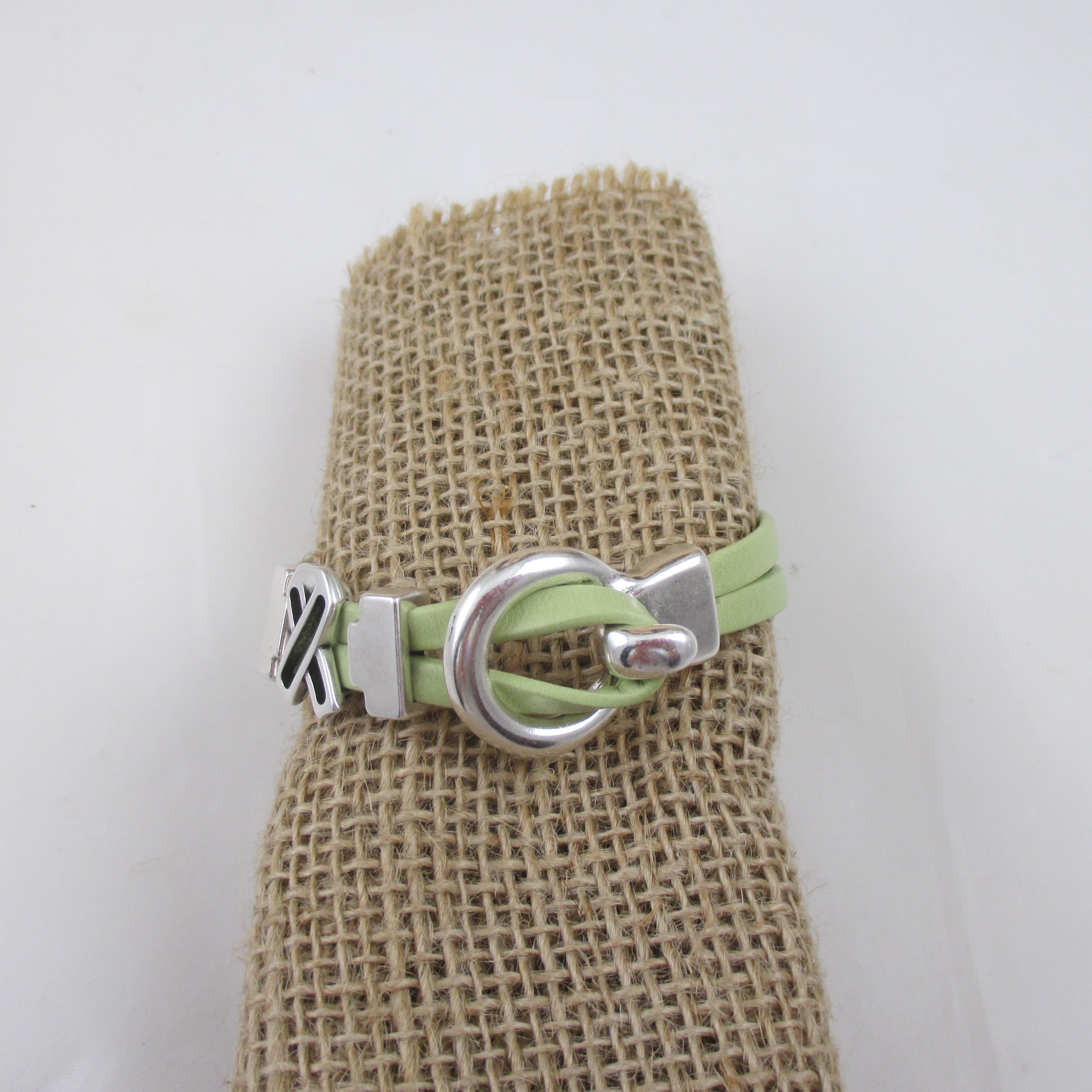 Lime Green Awareness Flat Leather Bracelet - VP's Jewelry