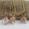 Pink Flower & Gold Pendant Necklace and Earrings - VP's Jewelry