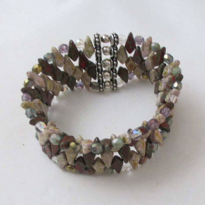 Beige & Brown Beaded Cuff Bracelet - VP's Jewelry
