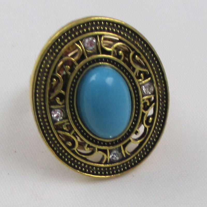Turquoise Stone Adjustable Fashion Gold Ring - VP's Jewelry  