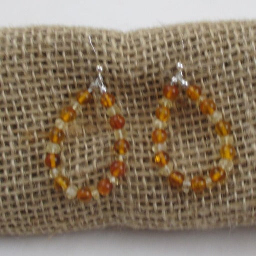Amber Hoop Earrings Handcrafted 