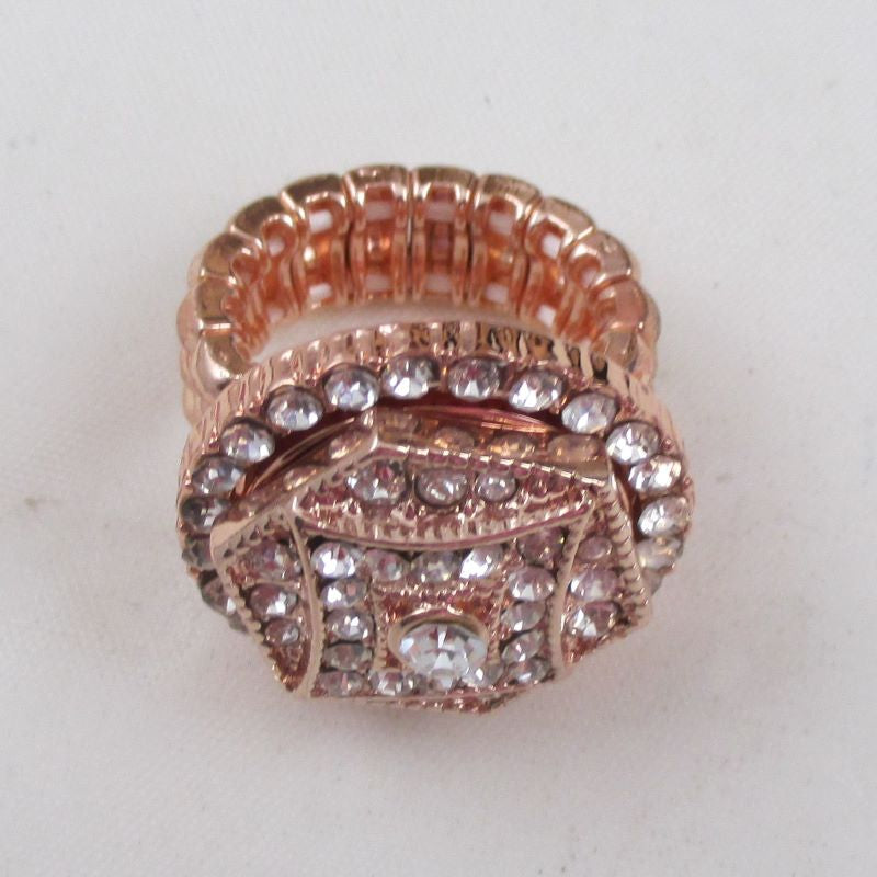 Rhinestone & Rose Gold Fashion Ring  Adjustable