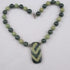 Kazuri Pendant Necklace in Dark Green & Light Green African Beads - VP's Jewelry