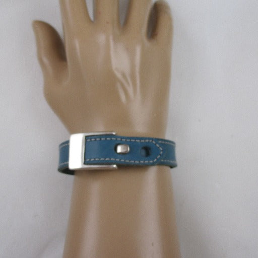 Man's Turquoise Leather Bracelet with Buckle Clasp - VP's Jewelry