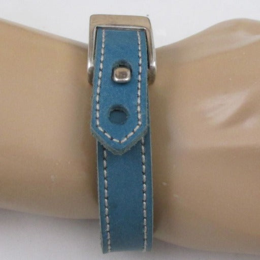 Man's Turquoise Leather Bracelet with Buckle Clasp - VP's Jewelry
