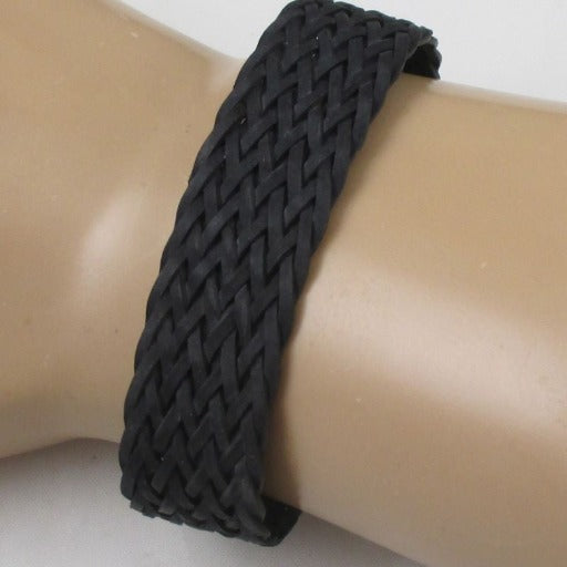 Handcrafted Men's Black Braided Leather Bracelet - VP's Jewelry