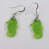 Lime Green Sea Glass Sea Horse Earrings