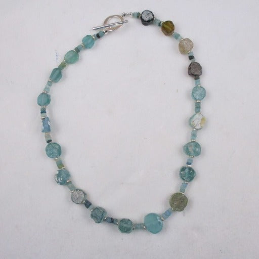 Rustic Aqua Glass Beaded Necklace - VP's Jewelry