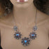 Red & Blue Crystal Flower Multi Charm Necklace