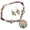 Handmade Green & Beige Artisan Bead Necklace & Earrings - VP's Jewelry