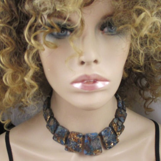 Blue Imperial Jasper Statement Collar Necklace - VP's Jewelry  