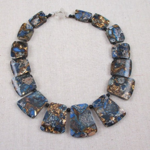 Blue Imperial Jasper Statement Collar Necklace - VP's Jewelry  