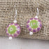Handmade Lilac & Green Flower Drop Earrings - VP's Jewelry