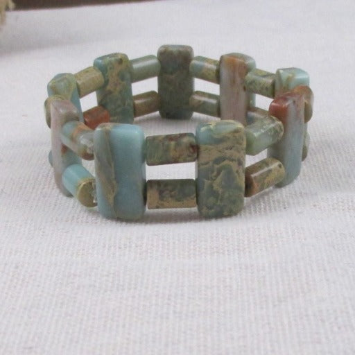 Snake Skin Jasper Gemstone Stretch Cuff Bracelet - VP's Jewelry