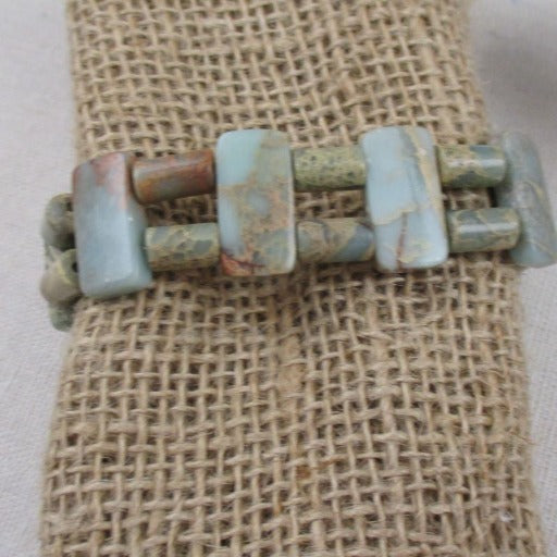 Snake Skin Jasper Gemstone Stretch Cuff Bracelet - VP's Jewelry