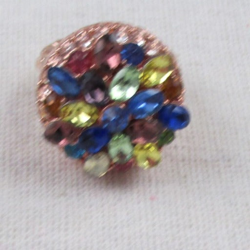 Multi-colored Crystal Fashion Rose Gold Ring Adjustable - VP's Jewelry  