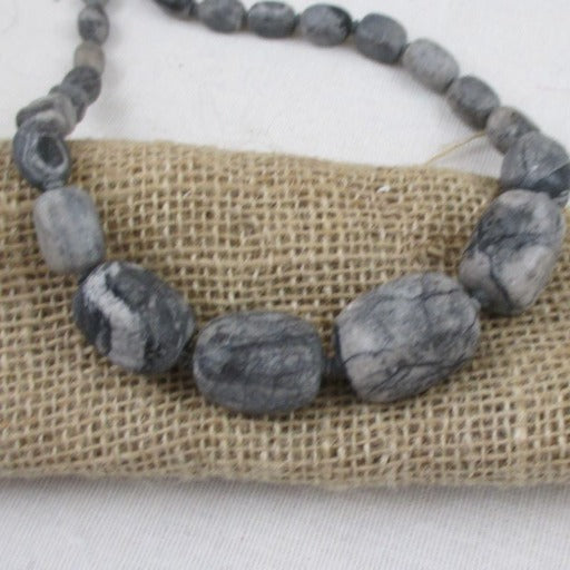 Big Zebra Jasper Graduating Bead Necklace - VP's Jewelry