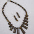 Designer Tiger Eye Gemstone Rich Brown Bib Necklace & Earrings - VP's Jewelry