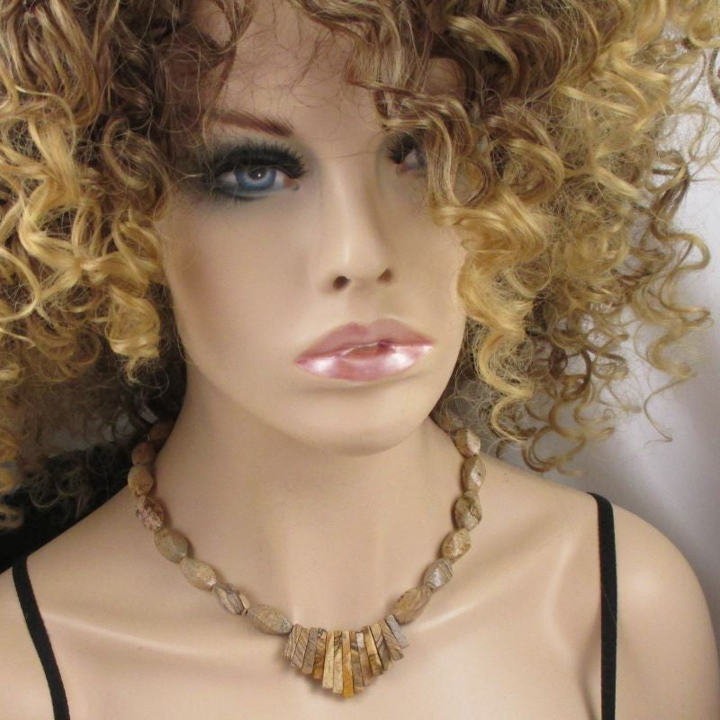 Designer Picture Jasper Bib Necklace - VP's Jewelry