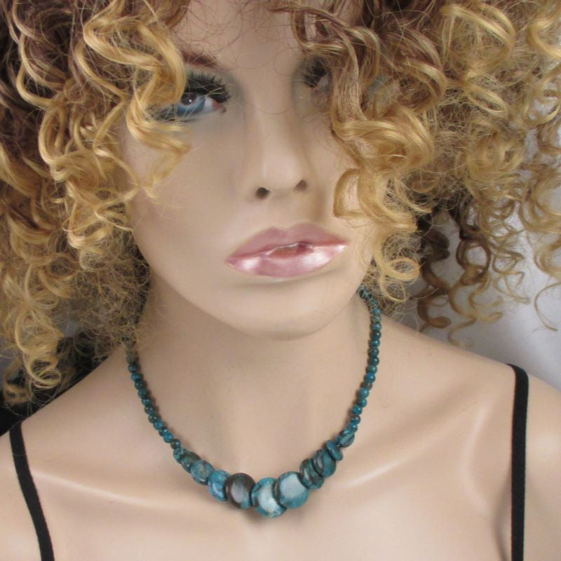 Blue Zebra Jasper Overlapping Coin Necklace - VP's Jewelry