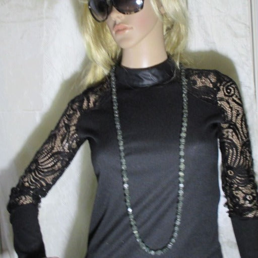 Extra Long Necklace in Dark Green Gemstone Beads - VP's Jewelry