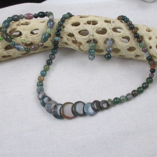 Moss Agate Overlapping Coin Designer Set - VP's Jewelry  