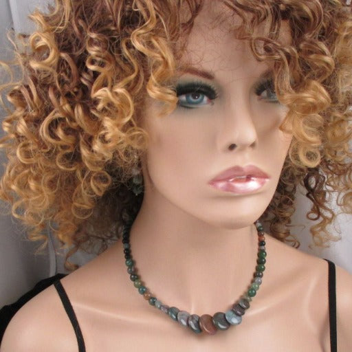 Moss Agate Overlapping Coin Designer Set - VP's Jewelry  