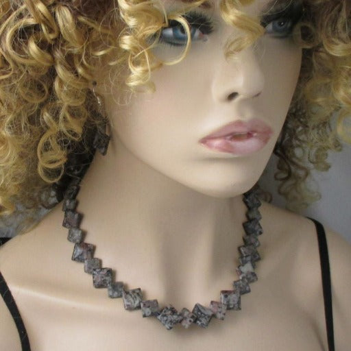 Leopard Skin Jasper Overlapping Square Coin Designer Set - VP's Jewelry  
