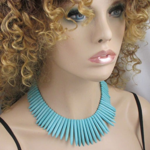 Statement Necklace Gemstone Stick Bead Cleopatra Collar - VP's Jewelry