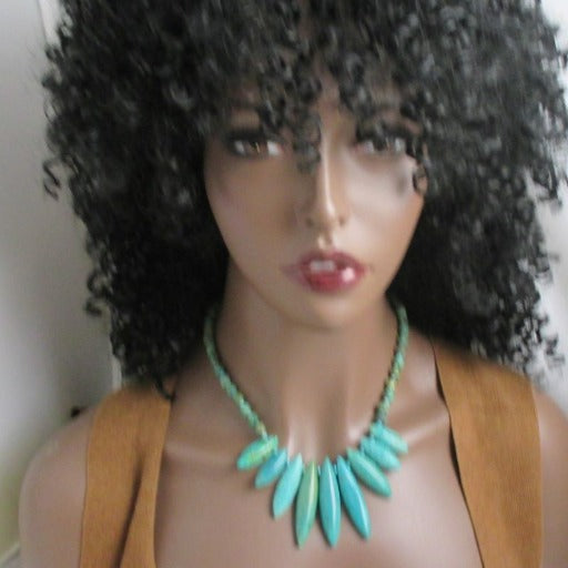 Turquoise Bib Necklace Intriguing Design - VP's Jewelry