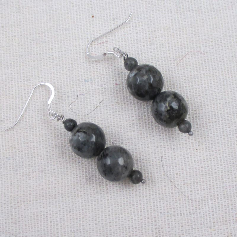 Grey Gemstone Beaded Drop Earrings - VP's Jewelry