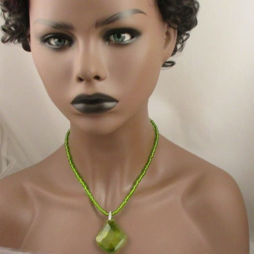 Green with Envy Necklace with Diamond Cut Pendant - VP's Jewelry