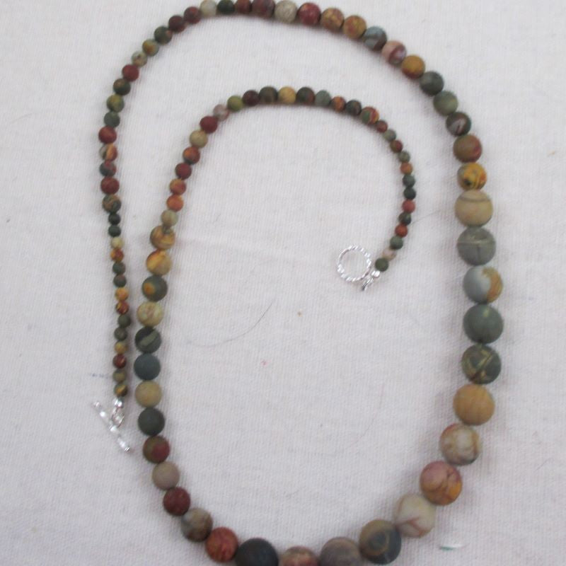 Matte Red Jasper Gemstone Bead Necklace Long - VP's Jewelry