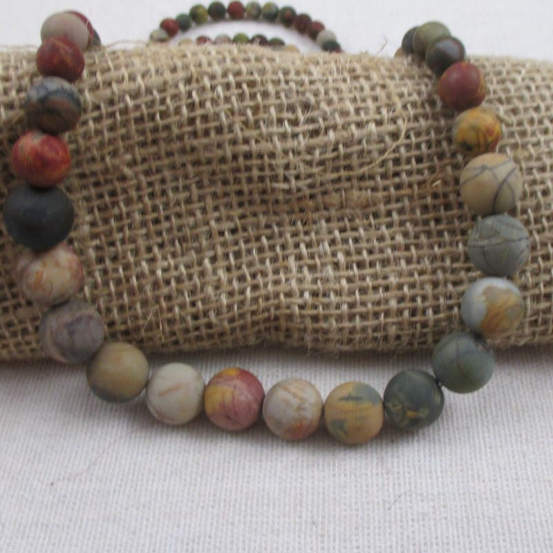 Matte Red Jasper Gemstone Bead Necklace Long - VP's Jewelry