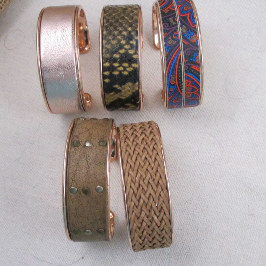 Rose Gold Cuff Bracelet Leather Insert - VP's Jewelry