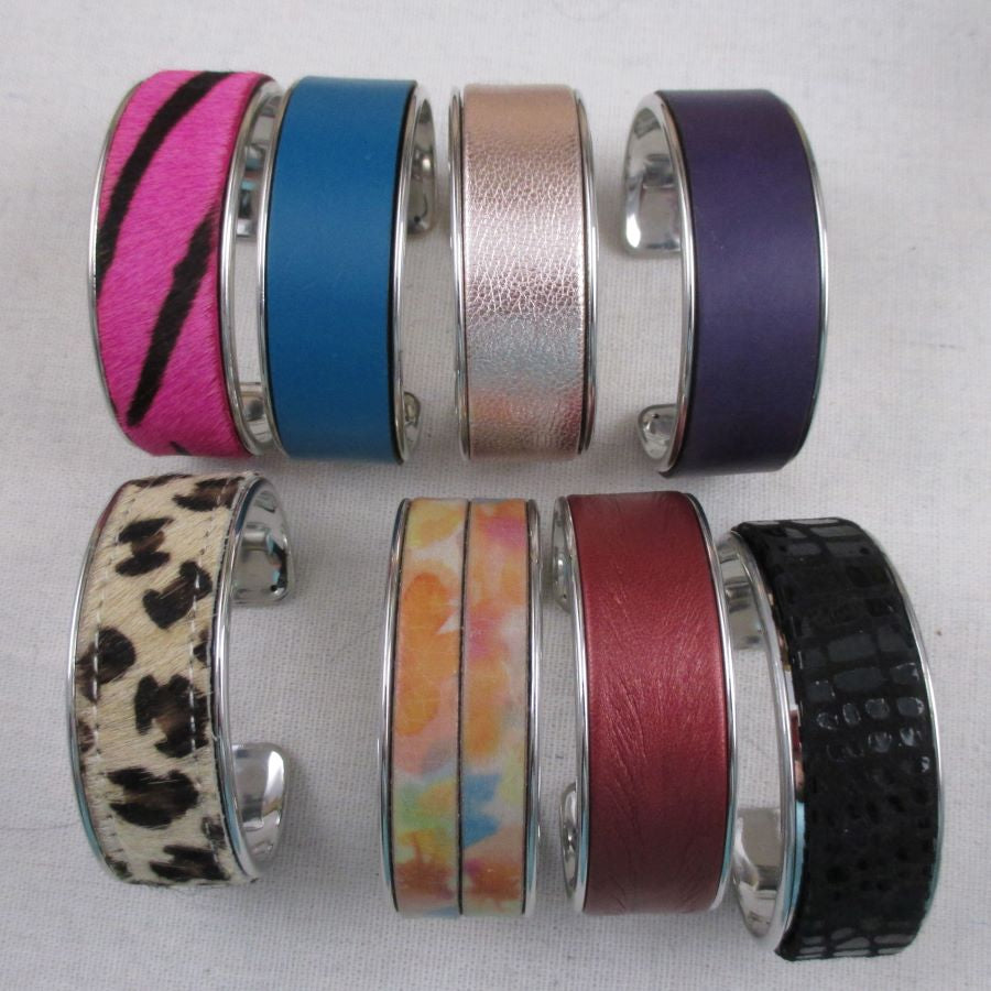 Silver Cuff Bracelet Leather Insert - VP's Jewelry